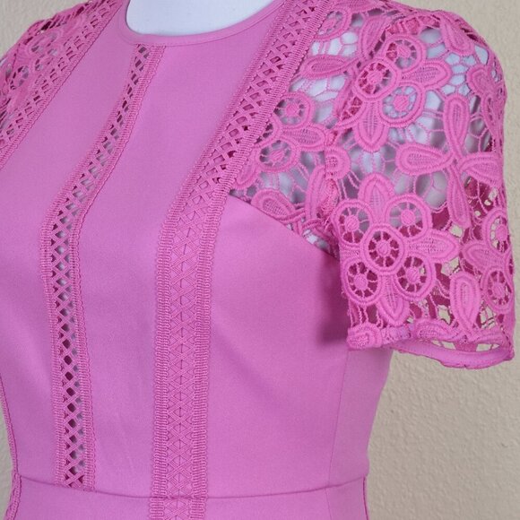 ASOS Crochet Lace Fit and Flare Pink Dress - 4 - Picture 3 of 10